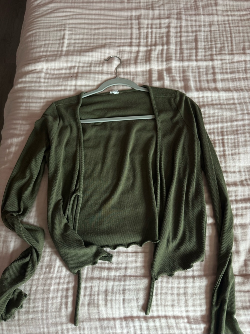 Garage Olive Green Lightweight Open-Front Women’s Cardigan